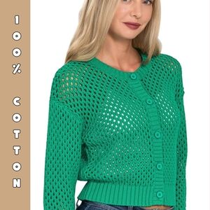 Emerald Crocheted Cardigan